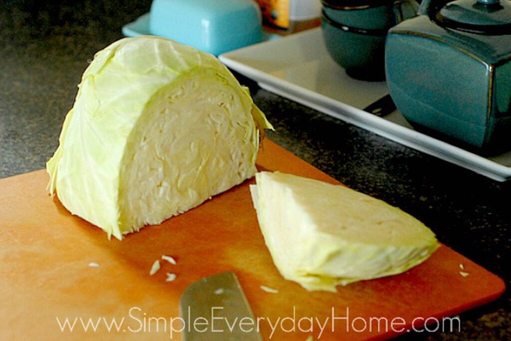 Head of cabbage on a cutting board