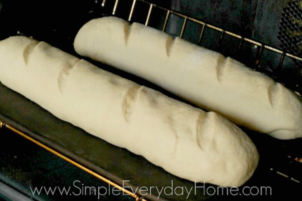 Bread loaves in oven
