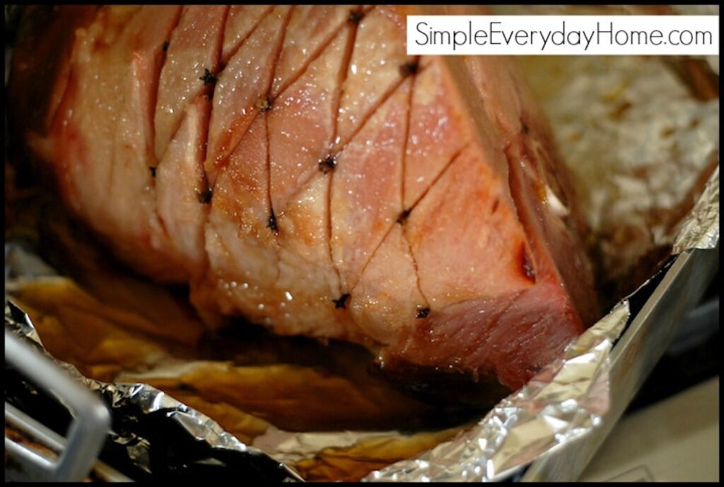 Clove-studded Ham shining with glaze