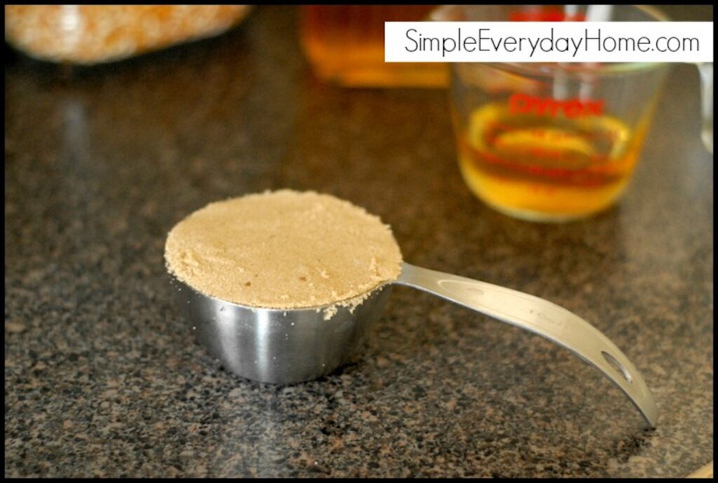 Brown sugar in measuring cup